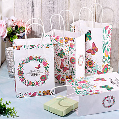 8 шт. 4-х видов прямоугольных бумажных подарочных пакетов с рисунком бабочек&nbsp;CARB-TA0001-09