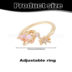 1 шт. латунные кольца-манжеты с микропаве из кубического циркония&nbsp;RJEW-LP0003-46