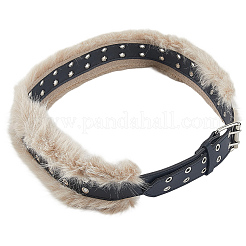 Женские ремни-цепочки из искусственной кожи и искусственного меха черного цвета&nbsp;AJEW-WH20006-388A-02