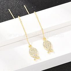 Латунная микропаве из прозрачного кубического циркония в виде рыбьей бронзы&nbsp;EJEW-H182-12G