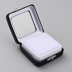 Коробки для демонстрации алмазов из искусственной кожи с губкой внутри&nbsp;LBOX-WH0004-04A