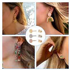 60 шт. 3-цветная плоская круглая фурнитура для сережек-гвоздиков из нержавеющей стали 304&nbsp;STAS-TA0002-47