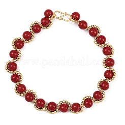 Браслеты из круглых бусин из искусственного нефрита&nbsp;BJEW-JB12050-01