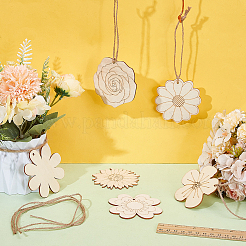 30 шт. 5 стиля необработанных деревянных подвесных украшений&nbsp;WOOD-AR0001-53