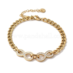 Браслет из нержавеющей стали 304 с микропаве из кубического циркония&nbsp;LS-BJEW-C070-02G