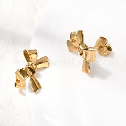 Серьги-гвоздики с бантом из нержавеющей стали 304&nbsp;EJEW-Z136-01G