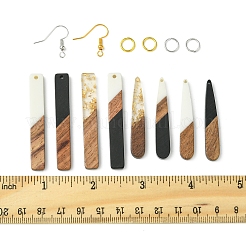 Наборы для самостоятельного изготовления сережек-капель/прямоугольников из смолы и орехового дерева&nbsp;RESI-FS0001-85