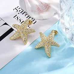 Серьги-гвоздики из латуни с микро-паве из прозрачного кубического циркония для женщин&nbsp;EJEW-C125-27C-G