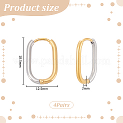 4 пара двухцветных серег-колец из нержавеющей стали 304&nbsp;EJEW-UN0003-12