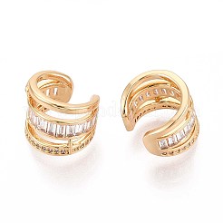 Латунные серьги-манжеты из прозрачного кубического циркония&nbsp;EJEW-T047-66G
