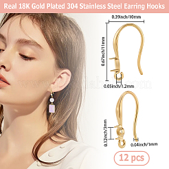 12 шт. крючки для сережек из нержавеющей стали 304&nbsp;STAS-BBC0008-76
