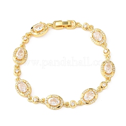 Браслеты-цепочки из овальной латуни с микропаве из кубических цирконий для женщин&nbsp;BJEW-D387-04G-07