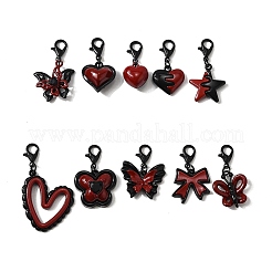 10 шт. подвесные украшения из сплава с двойным экраном красного и черного цвета&nbsp;HJEW-JM03457
