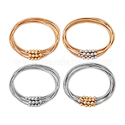 24шт 4-цветный регулируемый сплав пружинный эластичный браслет для женщин&nbsp;BJEW-PH0004-51