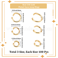 300 шт. 3 стиля стойки с покрытием из латуни соединительные кольца&nbsp;KK-BBC0023-05G