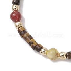 Браслеты из натурального желтого тигрового глаза для женщин&nbsp;BJEW-JB12036-03