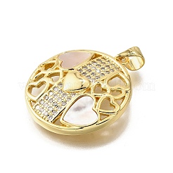 Подвески в форме ракушек из латуни с микропаве и кубическим цирконием&nbsp;KK-D328-16G