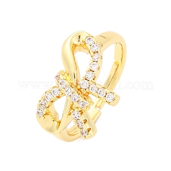 Кольца для женщин с микропаве из латуни и прозрачными кубическими цирконами&nbsp;RJEW-U047-06G