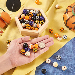 100 шт. 10 стиля бусины из натурального дерева на тему Хэллоуина&nbsp;WOOD-CD0001-21