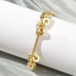 Браслеты из латунных дисков и бусин в виде палочек для женщин.&nbsp;BJEW-G781-01G