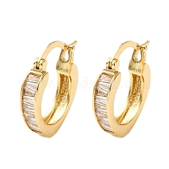 Серьги-кольца из латуни с микропаве из прозрачных кубических цирконий&nbsp;EJEW-K267-16G