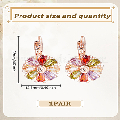 1 пара серег-колец из латуни с цветком&nbsp;EJEW-LP0007-101