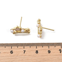 Серьги-гвоздики с короной из латунных кристаллов с микропаве из прозрачных кубических цирконий&nbsp;EJEW-K318-02G