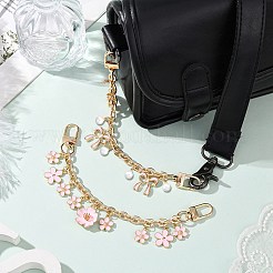 2 шт. 2 стиля сплав розовый эмаль цветок бант кулон кабель цепочка кошелек декоративные цепи&nbsp;AJEW-SC0031-22
