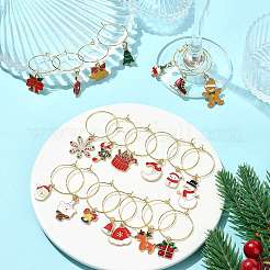 20 шт. 20 стиля подвески для бокалов для вина из сплава и эмали с рождественской тематикой&nbsp;HJEW-HS00082