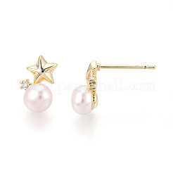 Серьги-гвоздики из латуни с микропаве и прозрачным кубическим цирконием&nbsp;PEAR-N020-WX04