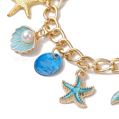 3 шт. 3-цветные алюминиевые витые браслеты-цепочки с морской тематикой для женщин&nbsp;BJEW-JB11650