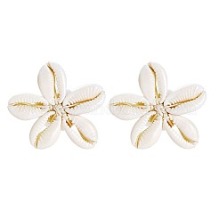 Серьги-гвоздики с натуральными ракушками-цветками&nbsp;FS-WGD51F7-01