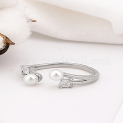 1 шт. латунные кольца-манжеты с микропаве из кубического циркония&nbsp;RJEW-LP0002-86