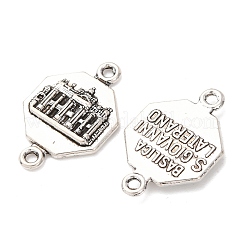 Восьмиугольник из сплава в тибетском стиле с подвесками-соединителями в виде церкви&nbsp;FIND-Z099-16AS-02