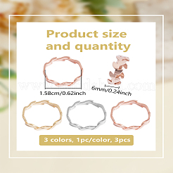 3 шт. 3-х цветные кольца из нержавеющей стали 201 в виде листа&nbsp;RJEW-LP0005-22