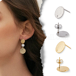 40 шт. 2 цвета 201 нержавеющая сталь плоская круглая фурнитура для сережек-гвоздиков&nbsp;STAS-SC0010-39