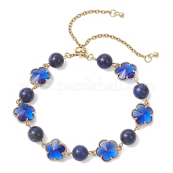 Браслеты-слайдеры из стекла и натурального лазурита&nbsp;BJEW-JB12898-01