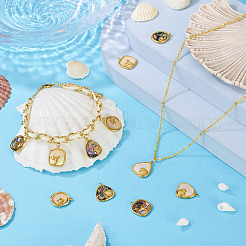 6 шт. 6 стиля подвески из нержавеющей стали 304 с натуральными ракушками&nbsp;STAS-TA0005-42