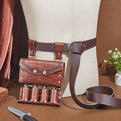 Сумка на пояс из искусственной кожи с 4 пробковой стеклянной бутылкой&nbsp;AJEW-WH0678-31B