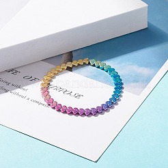 Эластичный браслет из синтетического гематита с бусинами в форме сердца&nbsp;BJEW-JB07721-02