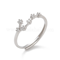 Созвездия родиевое покрытие 925 стерлинговое серебро микропаве прозрачные кубические цирконии регулируемые кольца для женщин RJEW-P130-01P-B