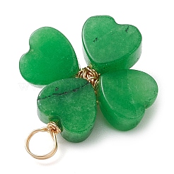 Подвески из окрашенного натурального малайзийского нефрита с клевером&nbsp;PALLOY-JF03180-05