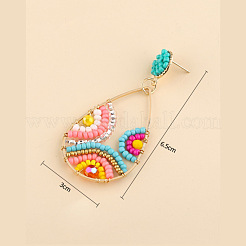 Серьги-гвоздики из сплава стекла и бисера в богемном стиле&nbsp;FS-WG9BF4A-01