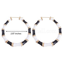 Серьги-кольца из бамбука с эмалью&nbsp;JE976B