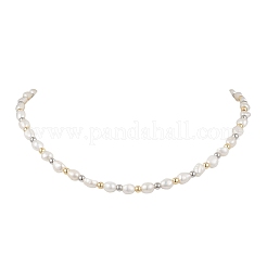 Ожерелья из натурального культивированного пресноводного жемчуга и рисовых бусин&nbsp;NJEW-JN05703