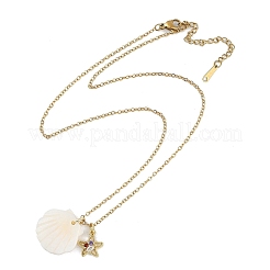 Летние пляжные латунные ожерелья с подвесками из кубического циркония с морскими животными для женщин&nbsp;NJEW-B118-03G-03