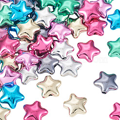 56 шт. 7-цветные непрозрачные акриловые бусины с УФ-покрытием&nbsp;PACR-TA0001-25