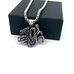 Винтажные кулоны в европейском стиле из нержавеющей стали 304 с изображением двойного дракона для мужчин.&nbsp;GQ0612