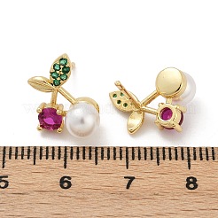 Серьги-гвоздики из вишневой латуни с микропаве из кубических цирконий&nbsp;EJEW-Z115-10G