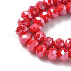 Гальванизировать непрозрачные сплошной цвет стеклянные бусы пряди&nbsp;EGLA-XCP0001-21